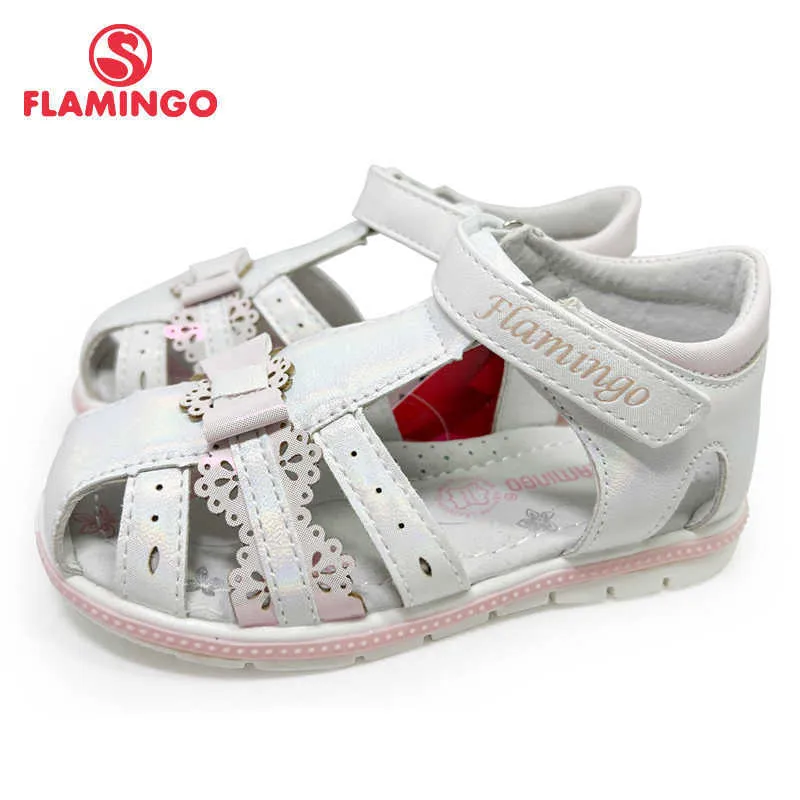 Sandaler Flamingo Kids Sandaler Double Hookloop Summer Sandaler Söta blommor Print Arch Support Girls Toddler Sandaler Barnskor Z0225