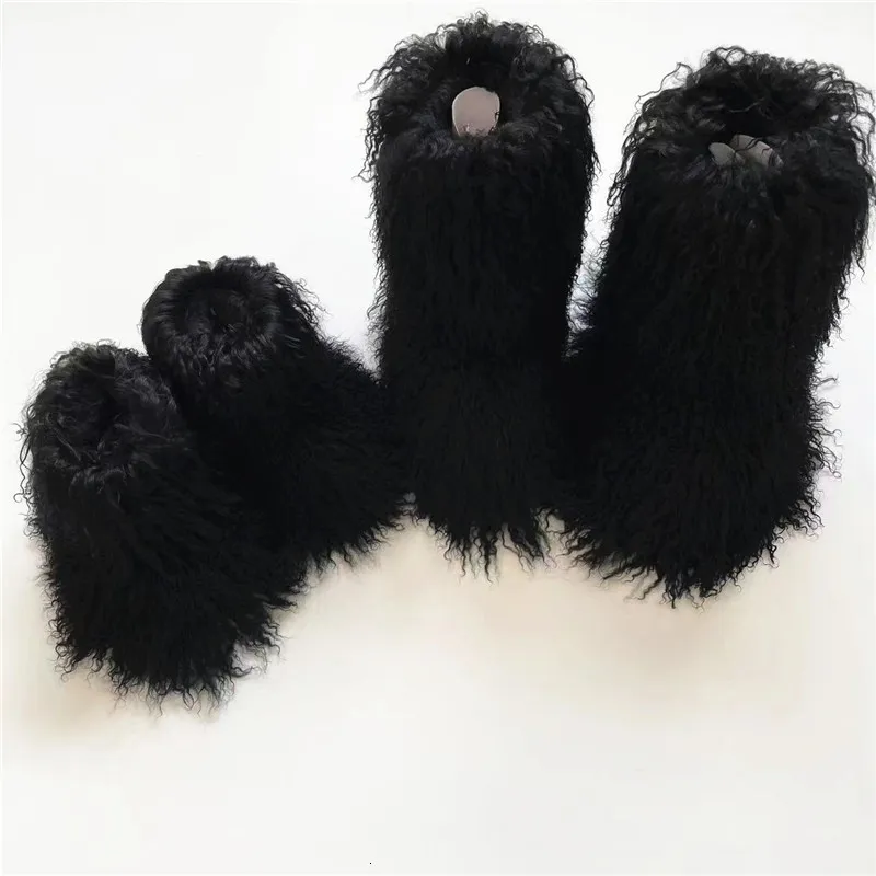 Boots Luxury Fur Women Round Toe Mongolian Shoes Snow 230227