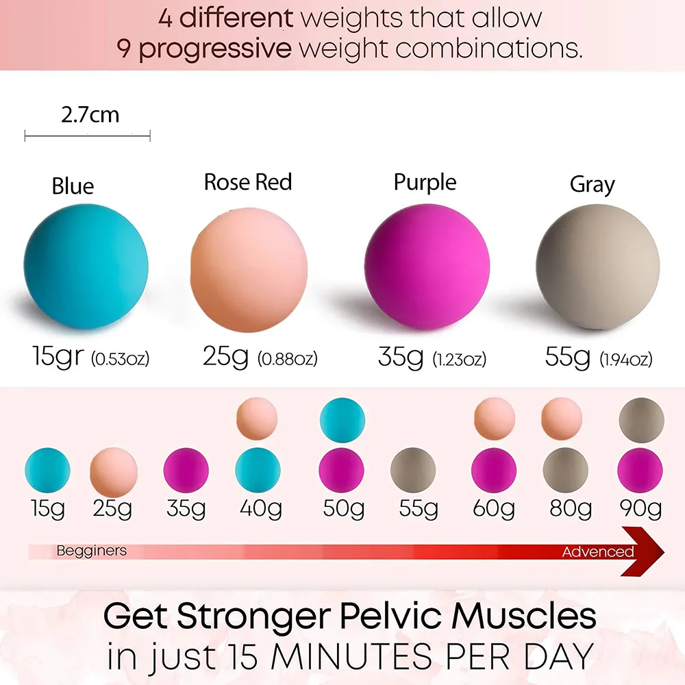 Œufs/balles 4 pièces Médecine Geisha Balle Smart Silicone Kegel s Simulateur de Kegel Ben Wa Exercice de serrage s_voghion.com