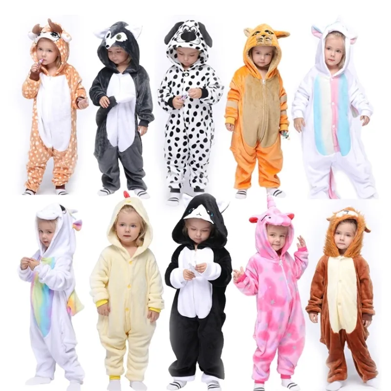 Piżama dzieci Onesie dzieci jednorożec kigurumi piżama zwierzęcy koc kreskówki śpioche dla dziecka kostium zimowe ciepłe dziewczyny chłopcy panda jumspuit 230227