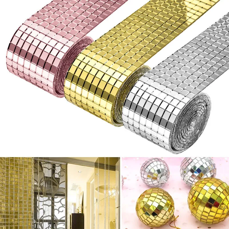 Wall Stickers Mini Square Glass Mirrors Mosaic Self-Adhesive Craft Tile DIY Handmade Disco Light Ball Party Supplies 230227