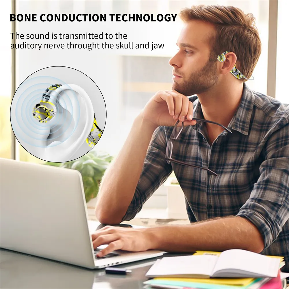 Bone Conduction Fone Bluetooth Earphones Wireless Headphones LED Ear Hook Air Pro Earbuds Wireless Bluetooth Sports Headset Support TF Card