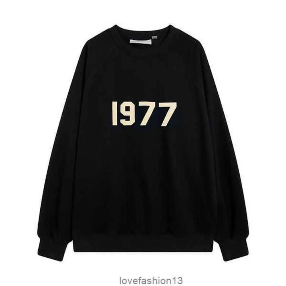 2023mens Designer Sweatshirts Hoodies Ess 1977 on Front Hooded for Man Women Fog God of Fear Multi Thread Flocking High Street H5c8