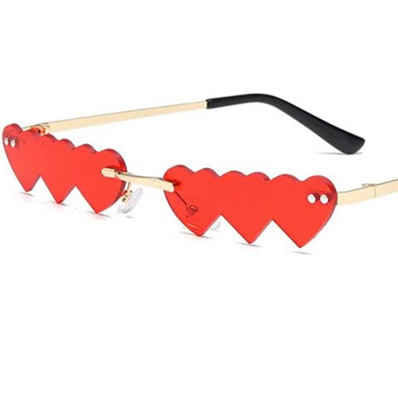 Nieuwe randloze zonnebrillen Personaliseerde hart Zon Glases Grappige Eyewaer Masquerade Party Spectacles Alloy Tempels bril