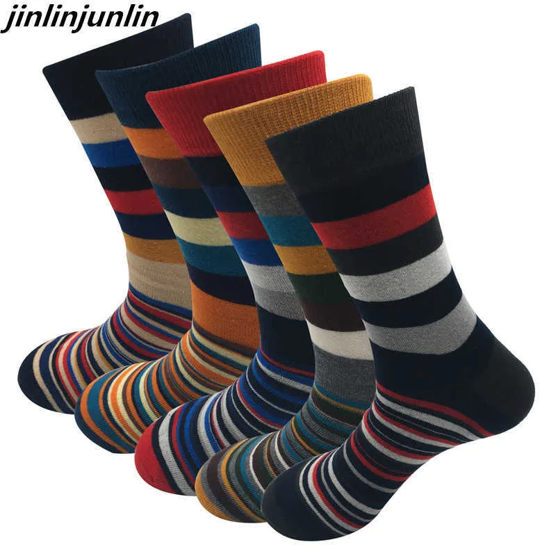 Men's Socks New men's stockings fashion color striped men's socks autumn and winter cotton socks wholesale Z0227