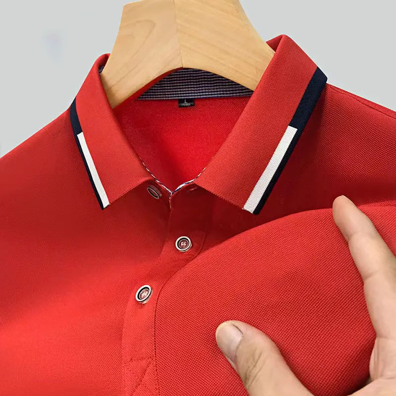 Été chaud broderie populaire col pur polos homme matériau polyster hommes polos à manches courtes casual Mans vêtements Tee mix 15 couleurs polos de travail t-shirt