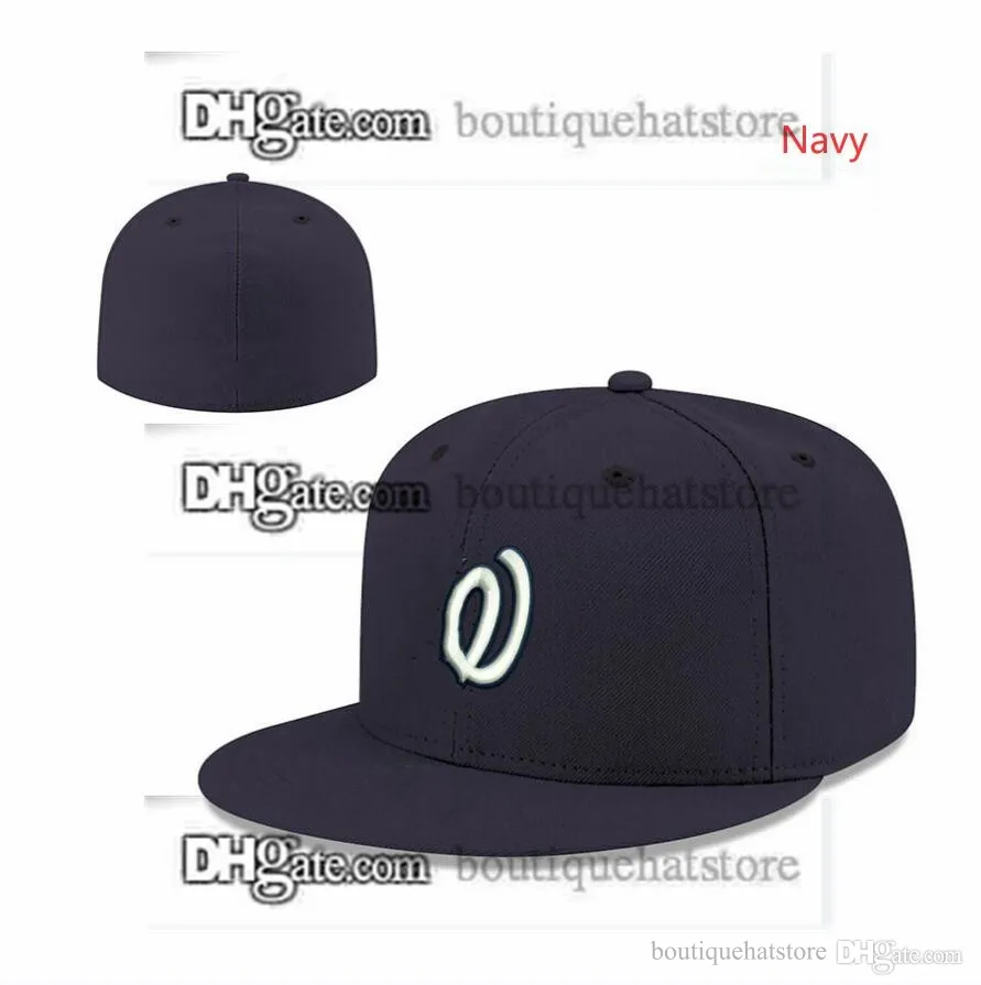 Cappelli aderenti da baseball da uomo di un pezzo nero blu royal colore viola "Nationals" SF W lettera piatta sport berretti completamente chiusi taglia 7-8 per uomini e donne MA2-025