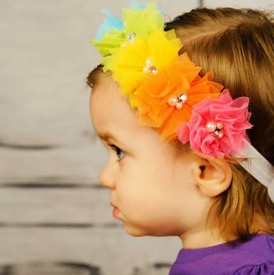 A23 bandeau de cheveux de fleur de gaze pour enfants bandeau de bébé coiffure