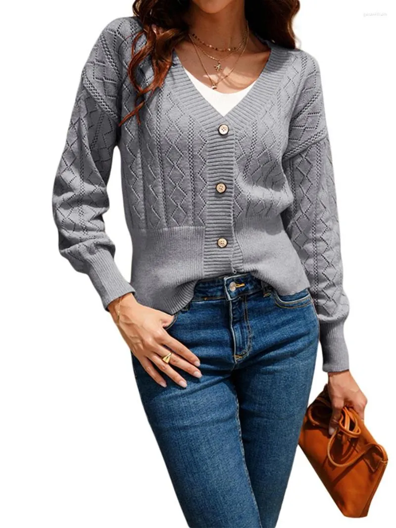 Pulls cardigan en tricot pour femmes pour femmes pulls à manches longues devant ouvert solide bouton vers le bas mignon manteau confortable en tricot côtelé