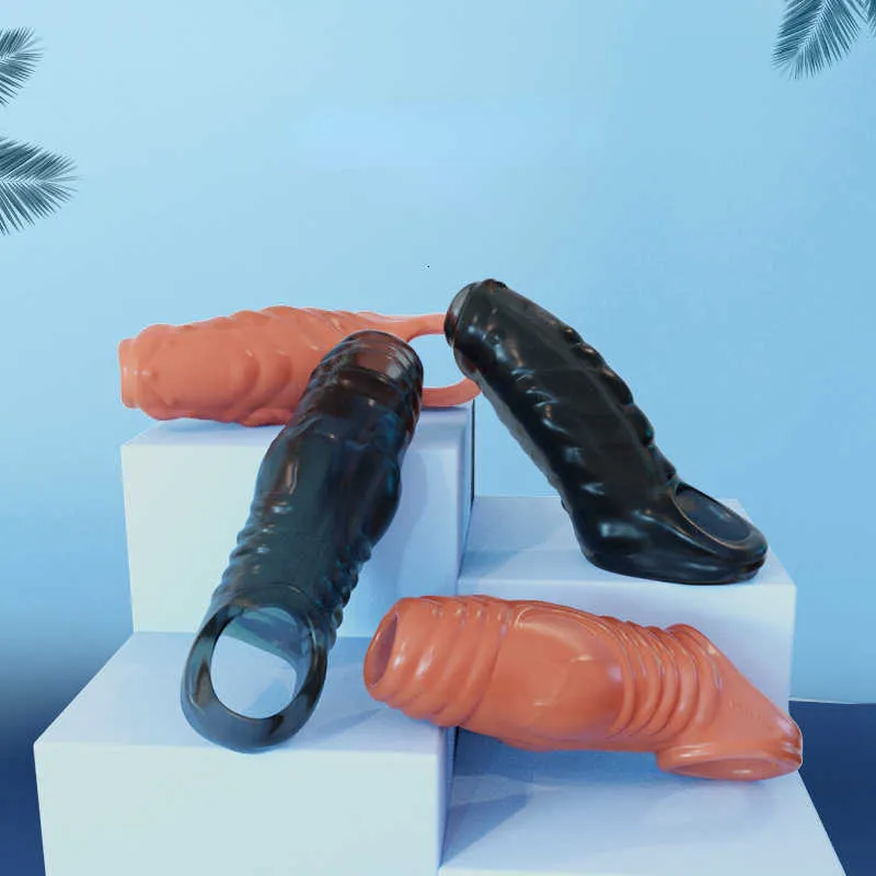 大人のおもちゃのマッサージャーVibratorPenis Extender Sleeve Men's Foreskin Cock Ring Enledarer Trainer Delay Ejaculation Sex Toys for Men intimate Goods