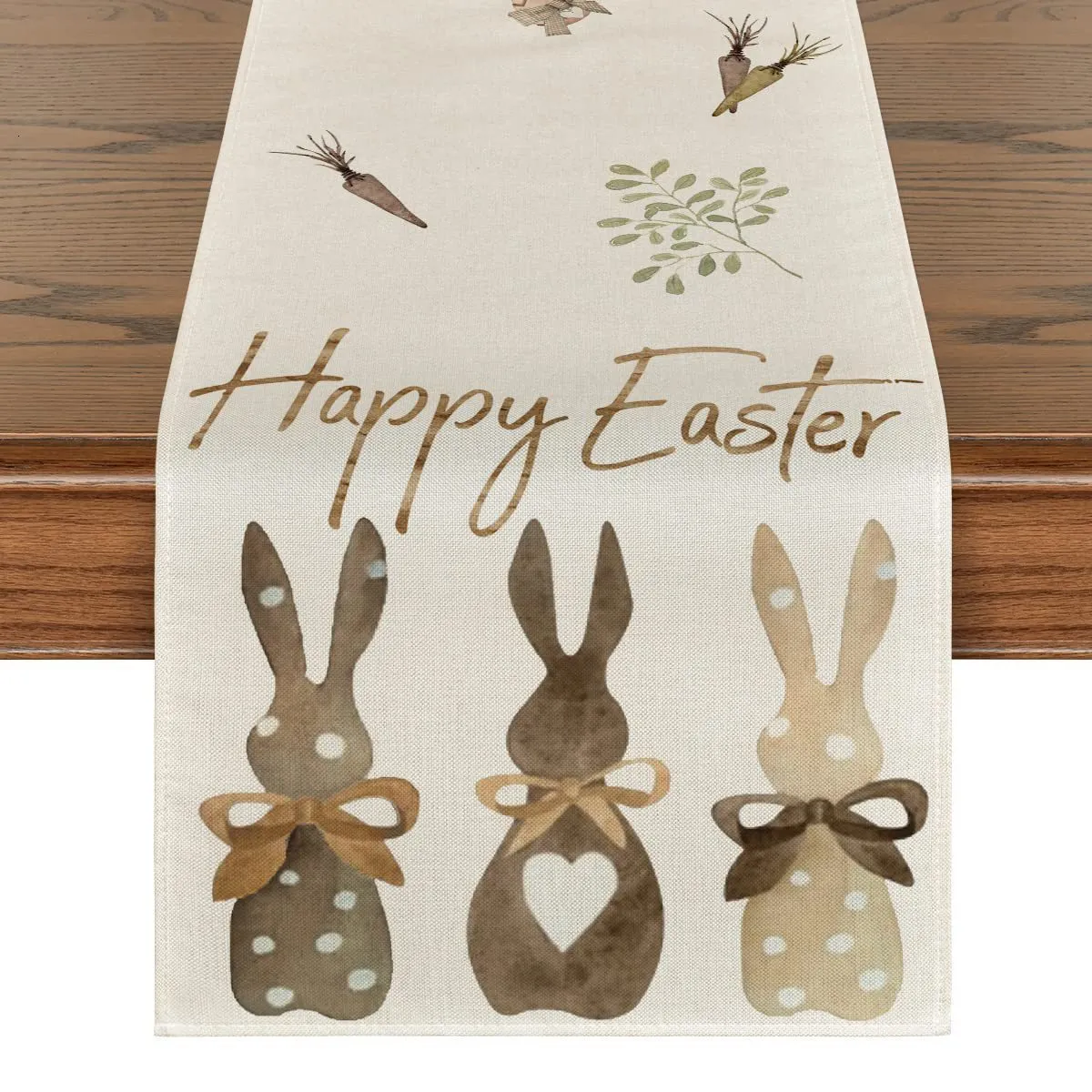 Table Runner Easter Bunny Dining Gnome Wedding Decor Anti-stain Rectangular Decoration 230227