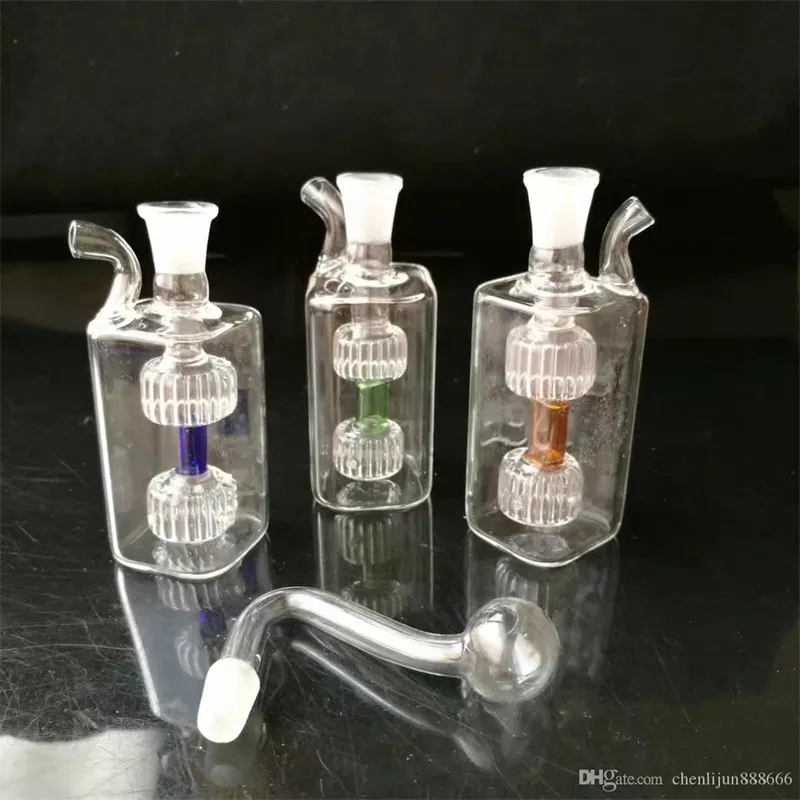 Rookaccessoires mini Mini Twee ronde kleine vierkante pot, groothandel glazen pijpen, glazen waterflessen,