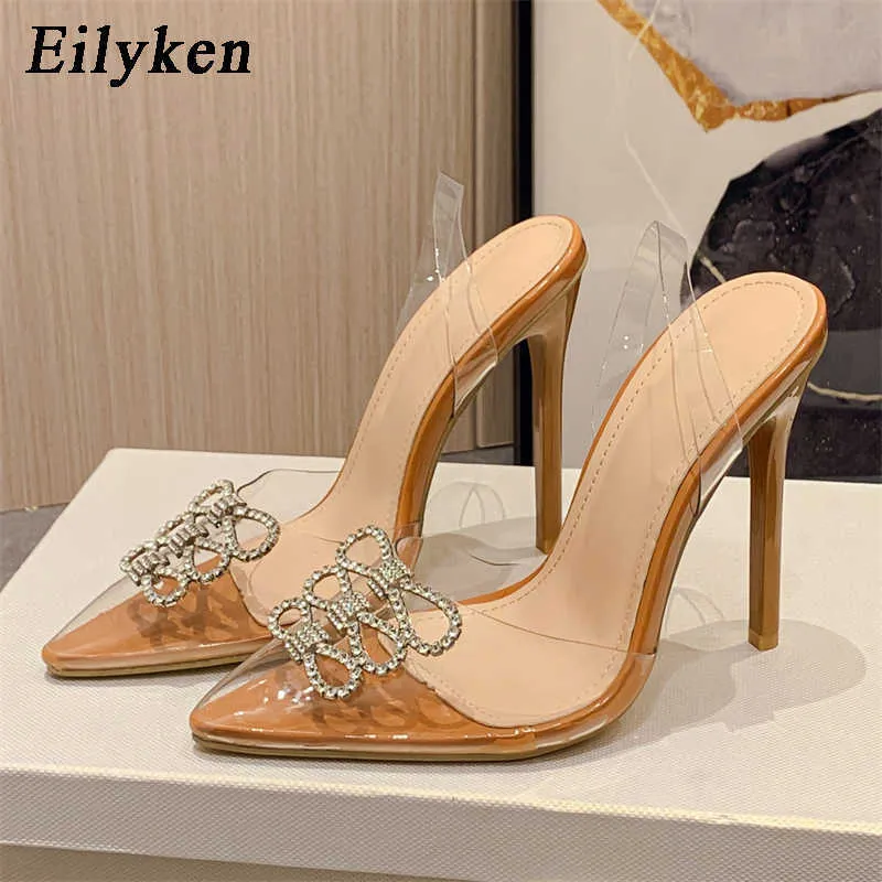 Scarpe eleganti Eilyken Crystal PVC trasparente Jelly Women Pumps Street Street Style Punte Banquet Stripper Teli Sandali Mule Scarpe Mule Shoel230227