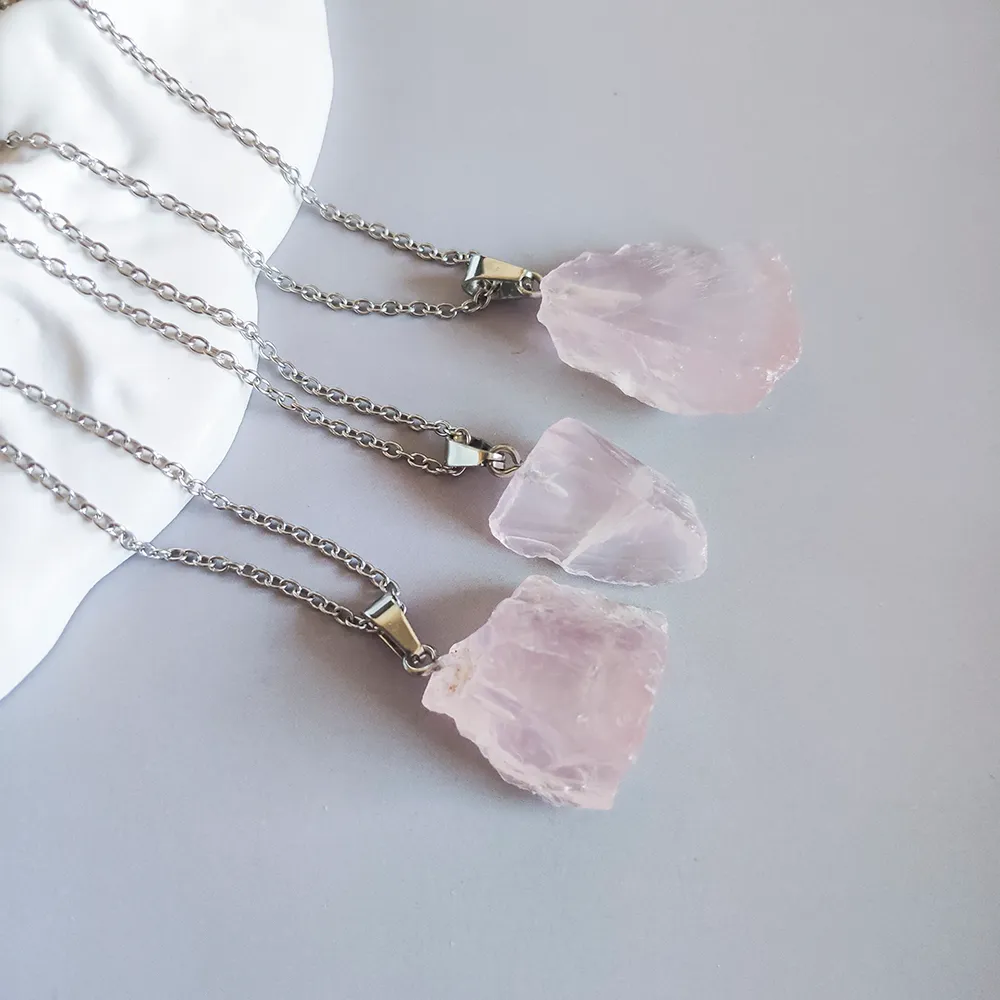 Натуральный розовый кварц хрустальный подвесной ожерелье Энергия Камень Циргон Медитация Медитация йога подарок