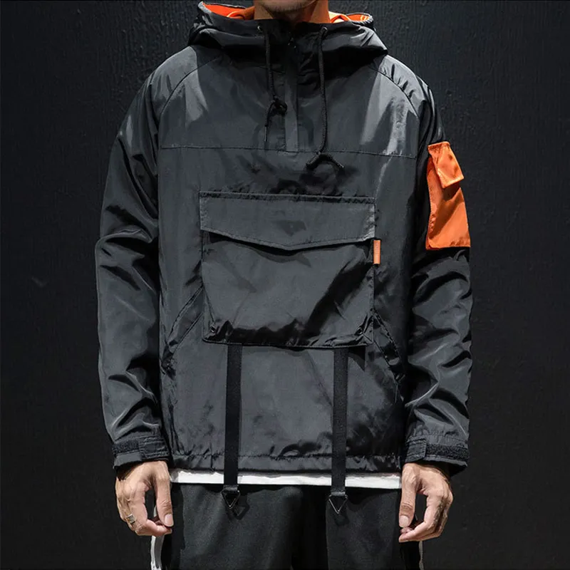 Herrenjacken, Herrenjacken, Mäntel, Streetwear, Techwear, mit Kapuze, wasserdicht, Windjacke, lässig, Outwear, Hip Hop, japanischer Mantel mit mehreren Taschen, 230227