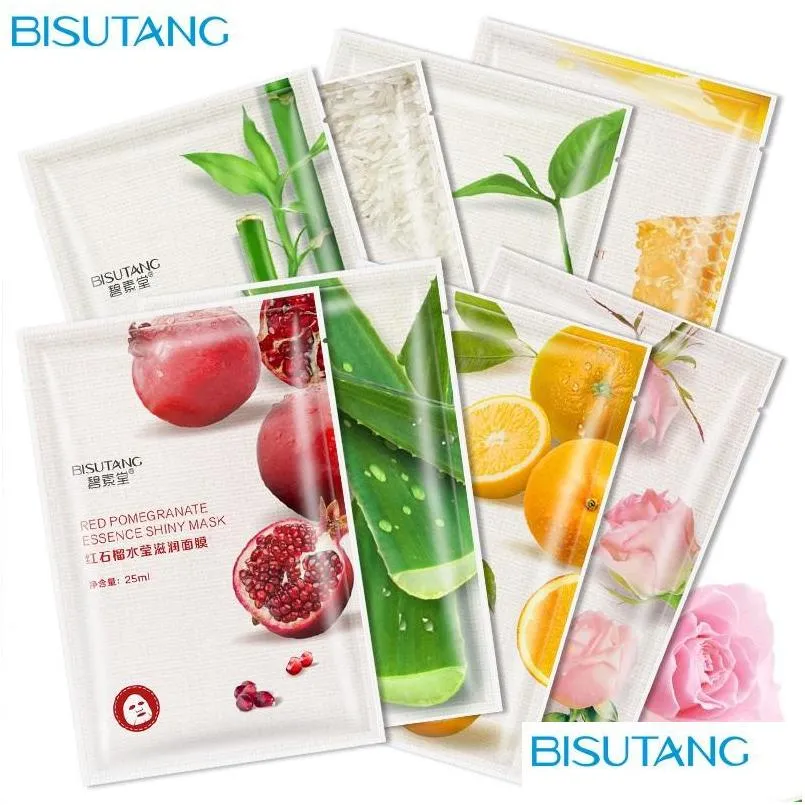 Other Skin Care Tools Bisutang Plant Fruit Facial Mask Sheet Moisturizing Lifting Face Masks Replenish Water Beauty Drop Delivery He Dhv6W