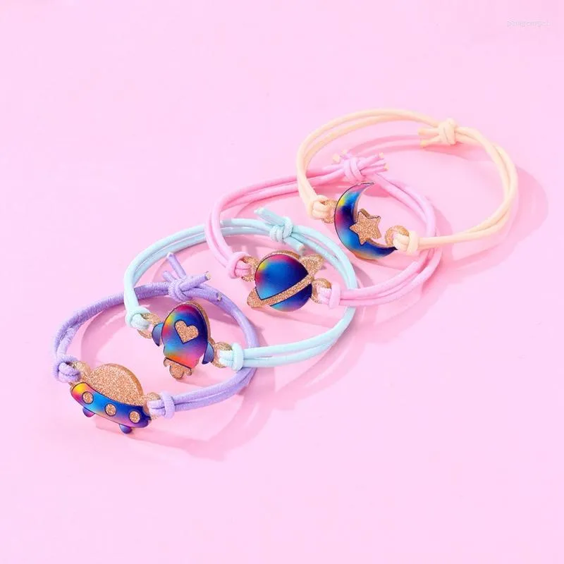 Cazibe bilezikleri 4pcs/set elastik ip bileziği mavi yıldızlı serisi iyi arkadaş çocuk başı çift kullanımlı mücevher hediyeleri öğrenci için