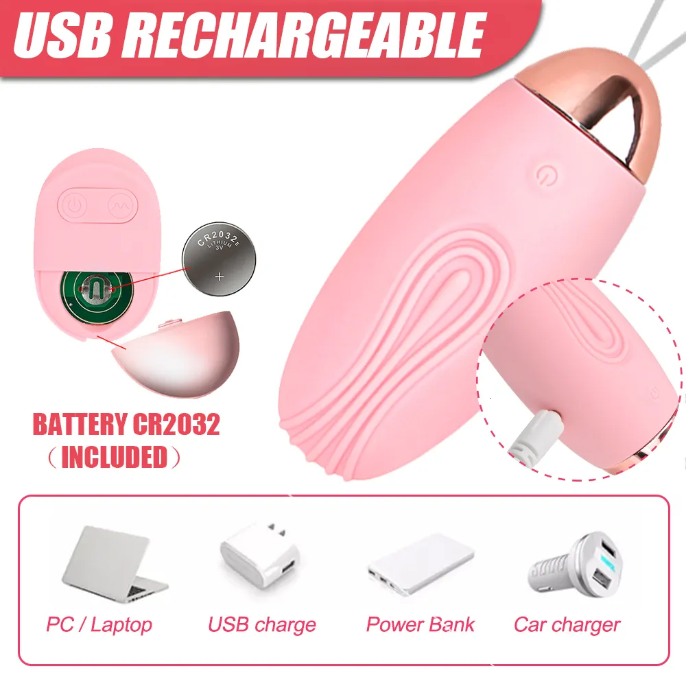 Uova/Proiettili Vibratore a Uovo Saltatore Stimolatore Clitorideo 10 Frequenza Telecomando Wireless Ricaricabile USB Vibratore Punto G_voghion.com