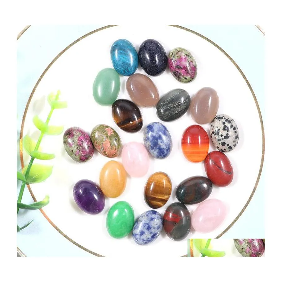 voiture dvr Pierre 13X18Mm Naturel Quartz Agates Cristal Cabochon Ovale Perles En Vrac Pierres Précieuses Pour Diy Anneau Boucles D'oreilles Fabrication De Bijoux Drop Delivery Dh2Ra