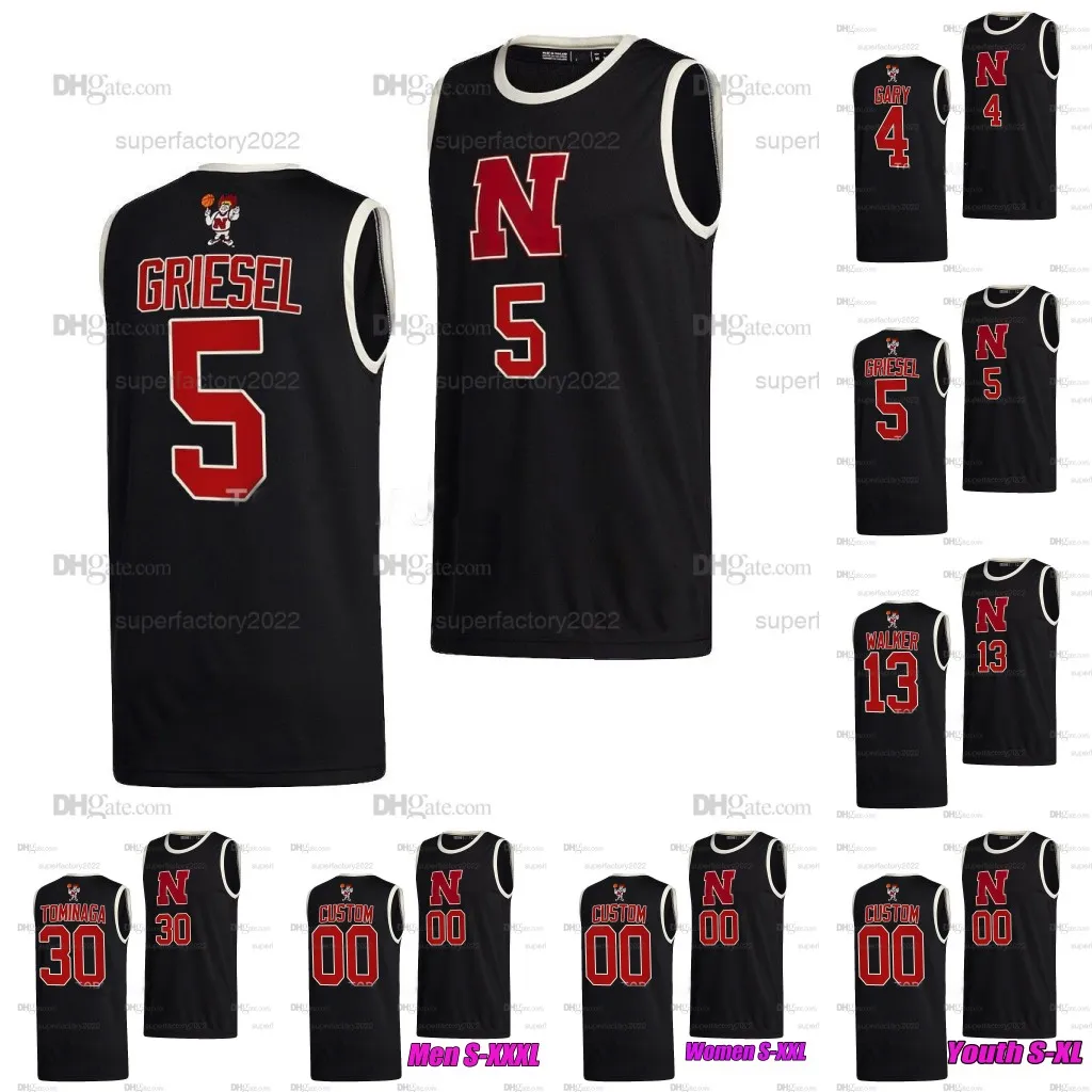 Пользовательский баскетбольный баскетбол колледж 2023 NCAA Nebraska Cornhuskers 4 Juwan Gary 5 Sam Griesel 13 Derrick Walker 30 Keisei Tominaga