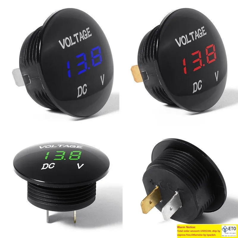 LED DC voiture moto affichage numérique voltmètre volt jauge mètre torsion et système de verrouillage DHL UPS