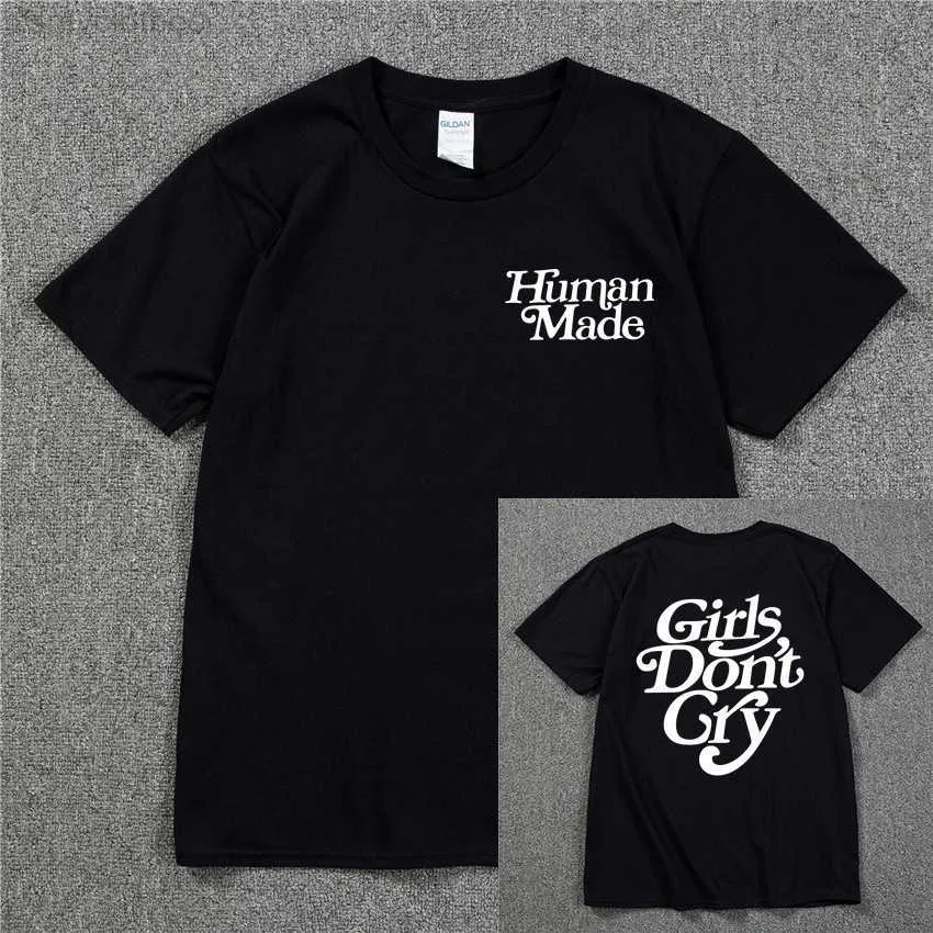 メンズTシャツの女の子は泣かない人間のユニセックスTシャツメンコットンベストブラックホワイトレター印刷カジュアルヒップホップTシャツharajuku tops t