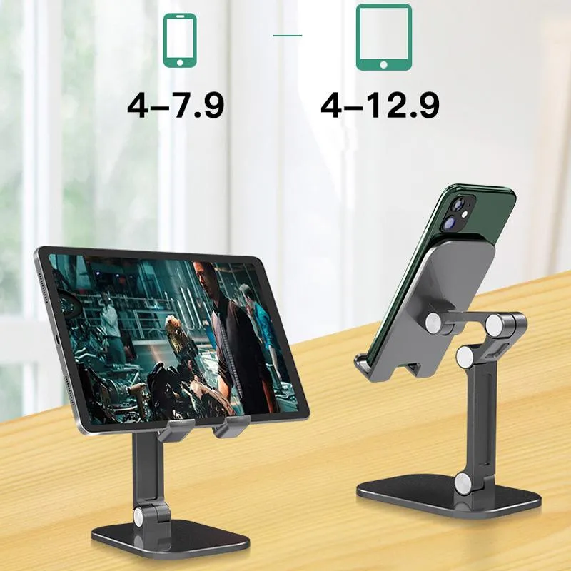 Premium Metal Folding Desktop Stand Lazy Tablet Universal Desk Mobile Phone Holder Mounts for iPhone 14 13 Pro Max iPad 9.7 10.2 10.5 12.9