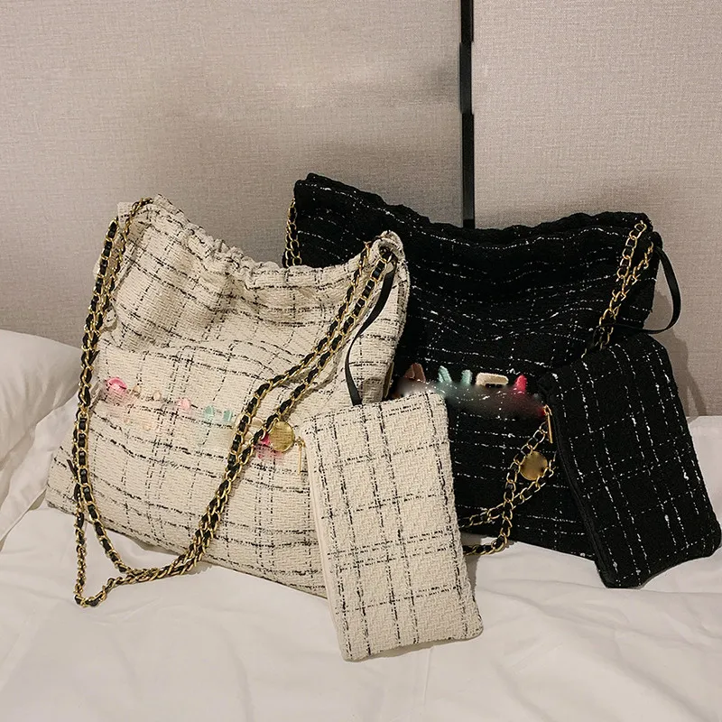 ChaneI Set Women Fashion Handbags Wallet Tote Bag Large logo Canvas Shoulder Bags Chain PU Combination Shoulders Strap Top Handle Satchel Purse