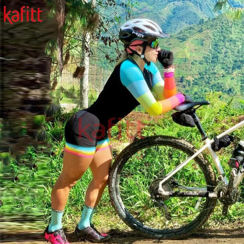 Set da corsa Kafi2023 Maglia da ciclismo a maniche lunghe da triathlon da donna Tuta Tuta Maglia da ciclismo Ropa Ciclismo Abbigliamento Vai Tuta