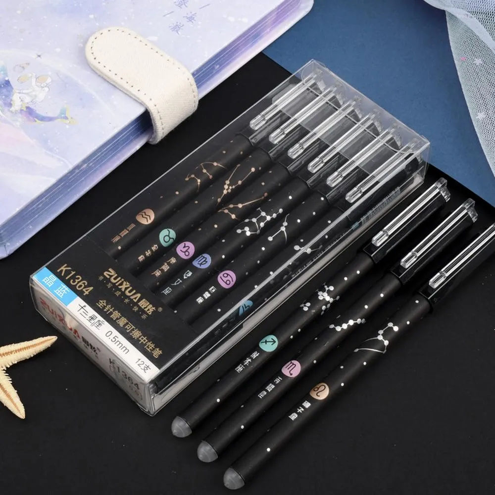 2pcs Constellation Gel Pen Novelty 0.5mm Starry Black Ink For Girl Gift Student Stationery School Writing Office Supplies