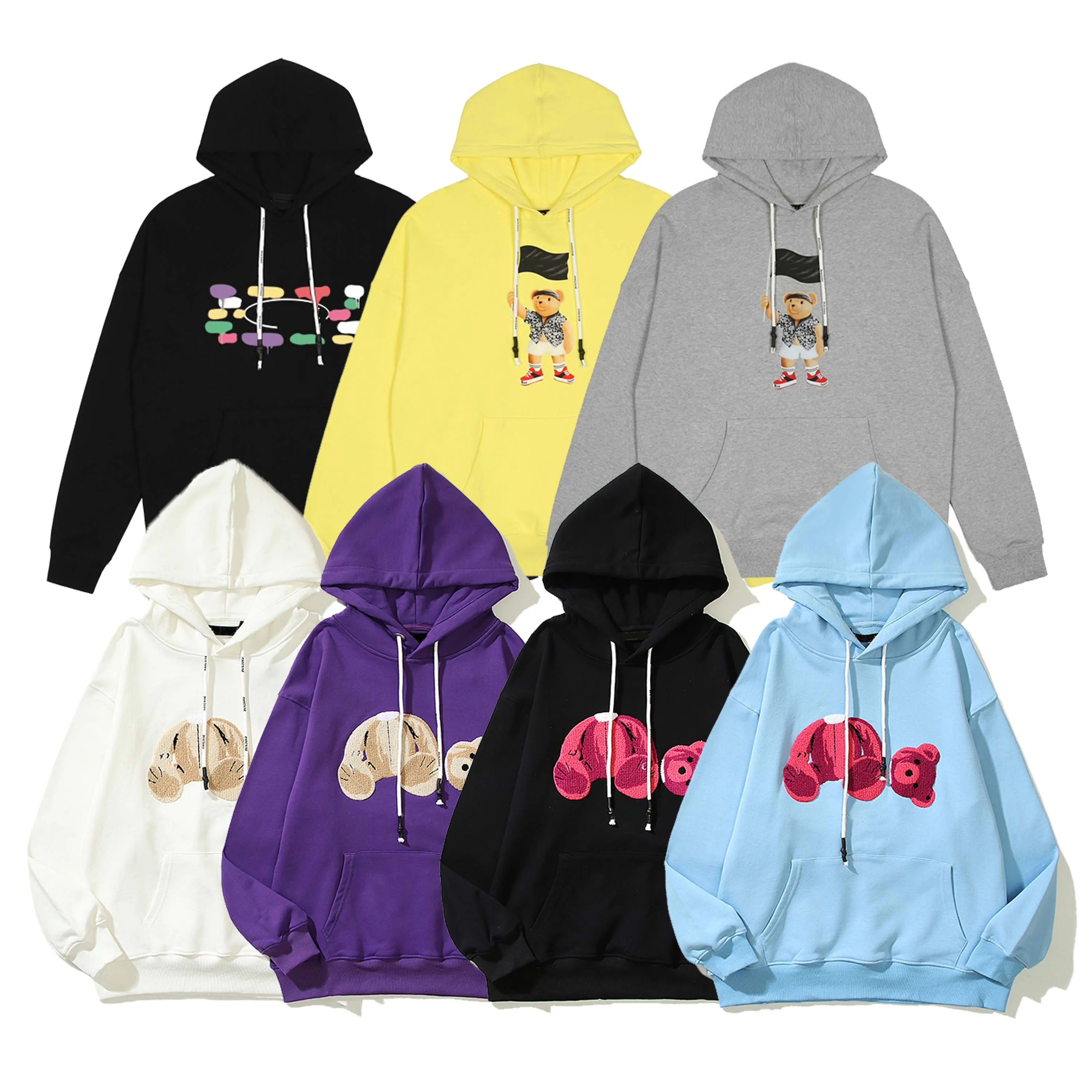 2023 Hoodie Brown Bear Hoody Mens Women Designers Fashion Streetwear Pullover Hoodies Yellow Purple Blue White Black Gray Hooded Sweatshirts Jumper Clothing