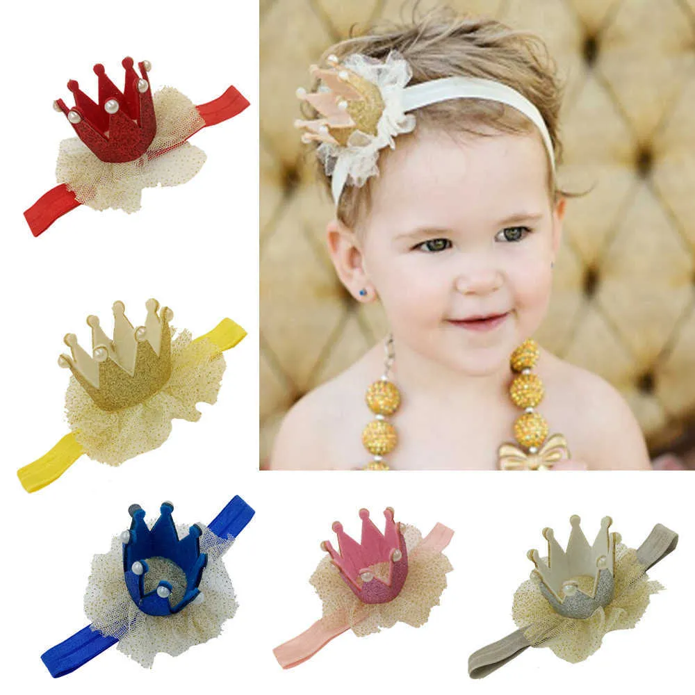 A157 couronne de princesse en trois dimensions pour enfants bandeau couronne en maille pour fille Bandeaux bande de cheveux accessoires pour cheveux de bébé 6 couleurs