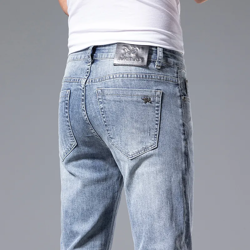 Men's Jeans Spring Summer Thin Slim Fit European American High-end Brand Small Straight Double F Pants Q9534-3