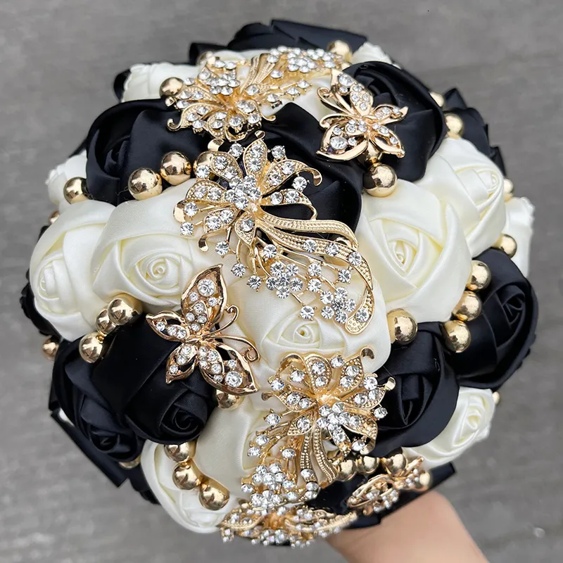 Decorative Flowers Wreaths Selling Bridal And Bridesmaid Bouquets Exquisite Rhinestones Silk Roses Pearls Handmade Sisters Wedding 230227