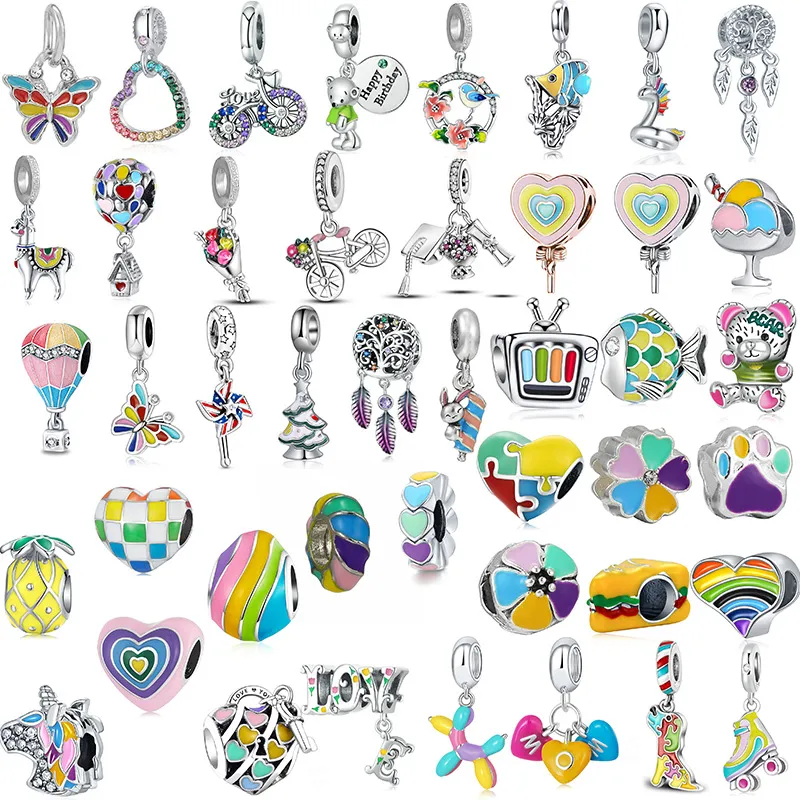 New Colorful Animal Heart Charms Bead ciondola i pendenti adatti al braccialetto europeo braccialetto fai da te regalo di gioielli da donna