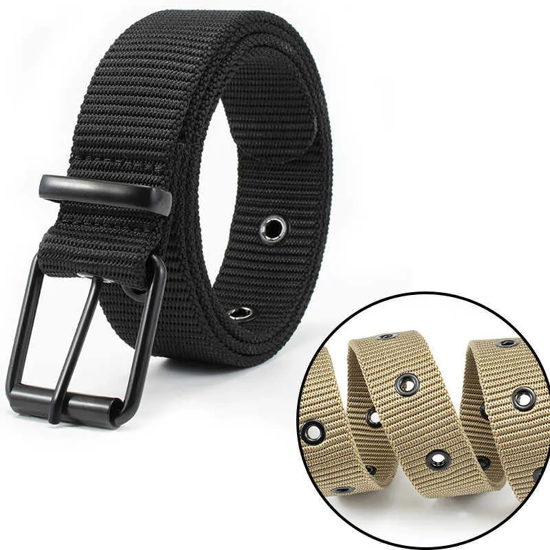 Belts New Canvas Belt Men Tactical Belts Selling Men's Outdoor Sport Simple Practical Weave Nylon Canvas Cowboy Pants Women Belt Z0223