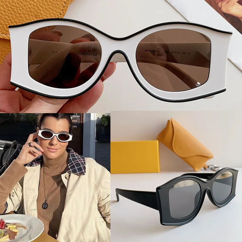Óculos de sol originais com lentes ovais e armações quadradas grossas Lunette for Women 616487 Men Glasses Sun Moda