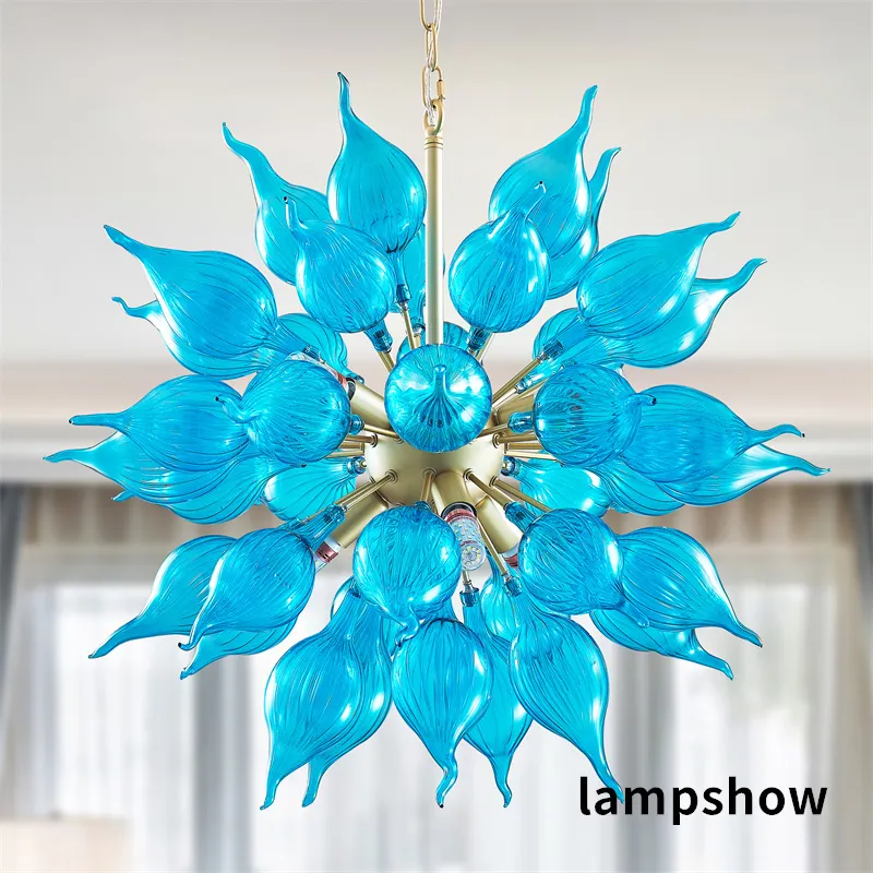 Europese Amerikaanse hanglampen DIA26 Blauwe kleur Ronde Vorm Indoor Kroonluchters Klassieke lampen Home Luster Kroonluiers plafondverlichting Decor LR1466