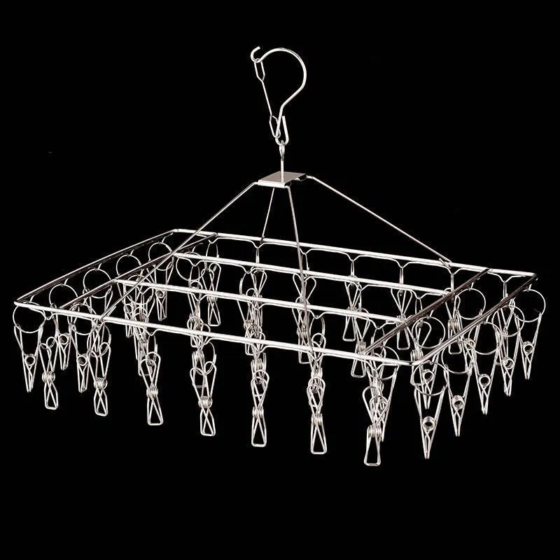 Hangers Racks 1PC Stainless Steel Clothes Drying Hanger 20 Clips for Clothing Rack Underwear Socks Towels Home Outdoor Supplies 230227