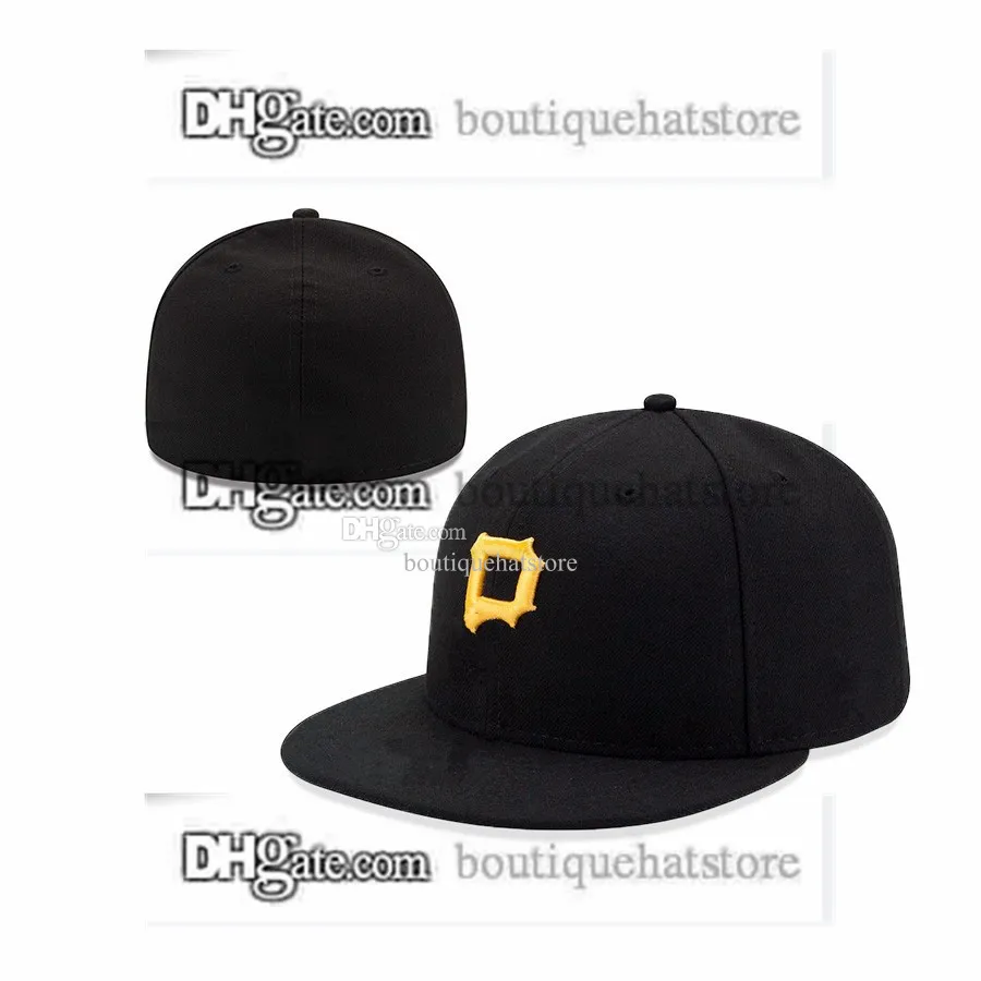 One Piece Men's Team Basball Fitted Hats Black Navy Blue Red Color " Pittsburgh "P Flat Sport Full Closed Caps Mix Size 7- 8 For Men and Women