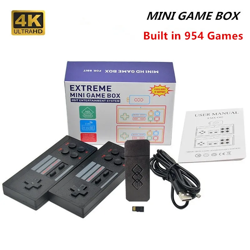 Mini console per videogiochi HD 4k 954 con 954 videogiochi retrò Gioco classico retrò a 8 bit con doppia uscita controller wireless Dual Player per bambini e adulti