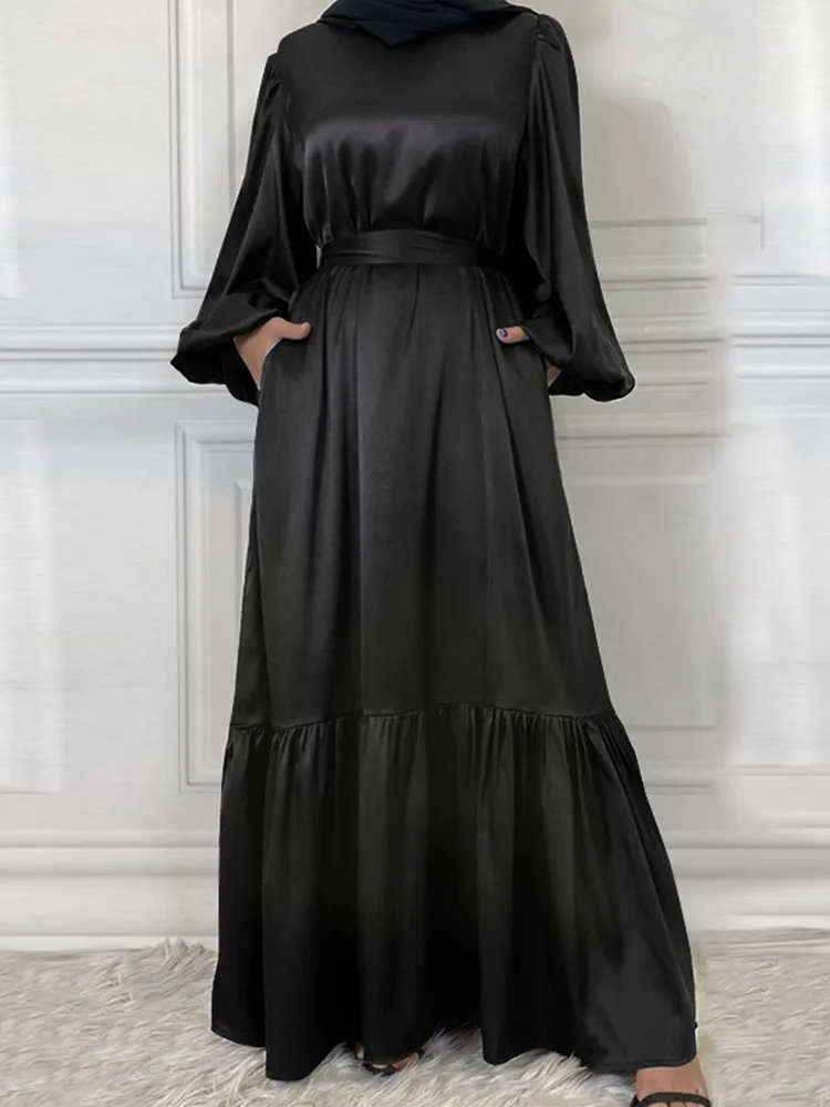 chinese dress ladies Saudi Arabian Muslim Women's Modest Dress for Eid Dubai Solid Color Arabic Abaya