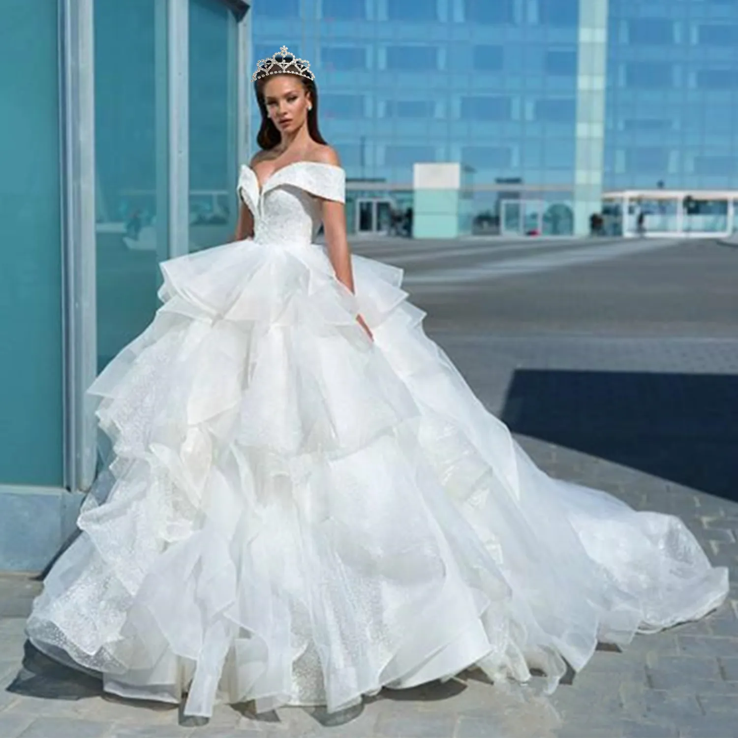 Abito Da Ballo Abiti Da Sposa Off The Shoulder Paillettes Con