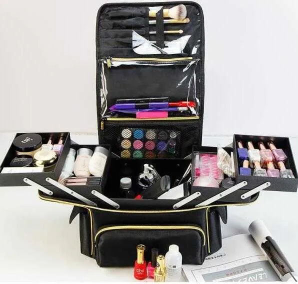 Bolsas de armazenamento de organizador de cosméticos Mulheres portáteis Bolsa de maquiagem comética Make Up Says 2 Camadas Mulheres Viagem Caso Cosmético Caso Y2302