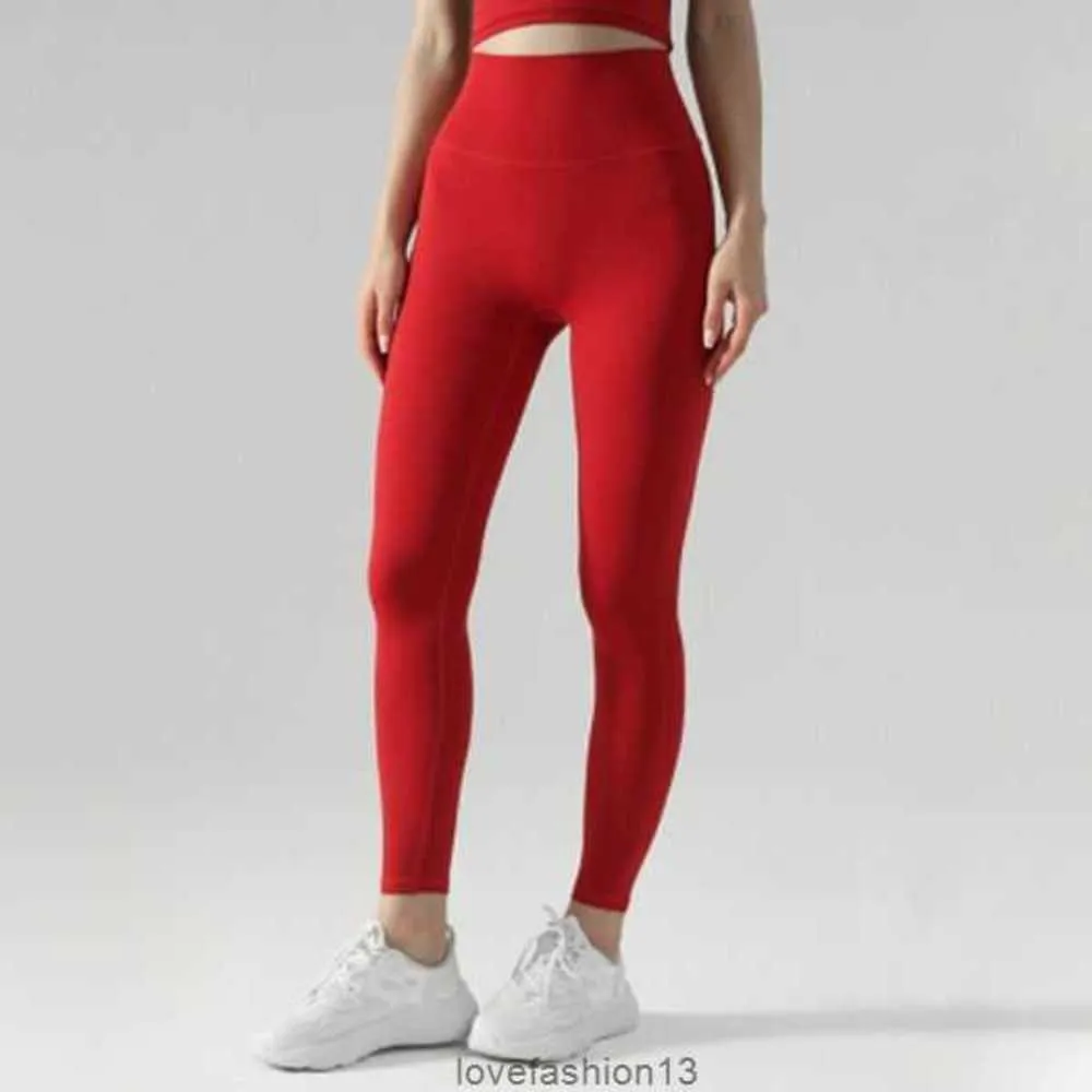 Aloss Yoga High tiktok leggins Elastic Nude Feeling Peach Hip Embarrassment Thread Closing Double Sided Brushed Sports Fitness