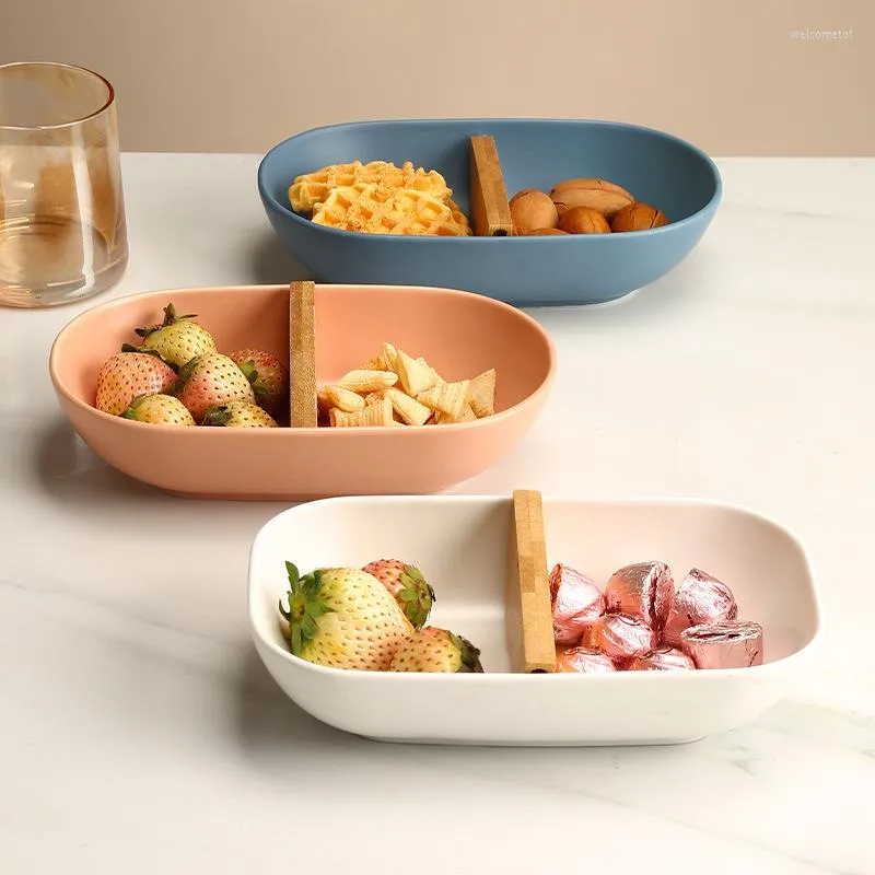 Dinnerware Sets Nordic Ceramic Tableware Creative Household Children's Compartment Bowl Breakfast Fruit Plate Snack Dish Set