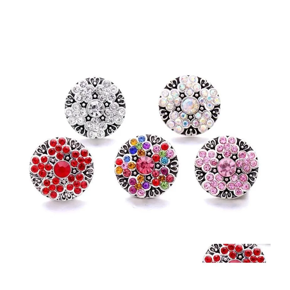 voiture dvr Fermoirs Crochets En Gros De Mode Strass Gingembre Snap Bouton Fermoir Résultats De Bijoux Femmes Hommes Rouge Bleu Rose Zircon Charmes 18Mm Met Dhsol