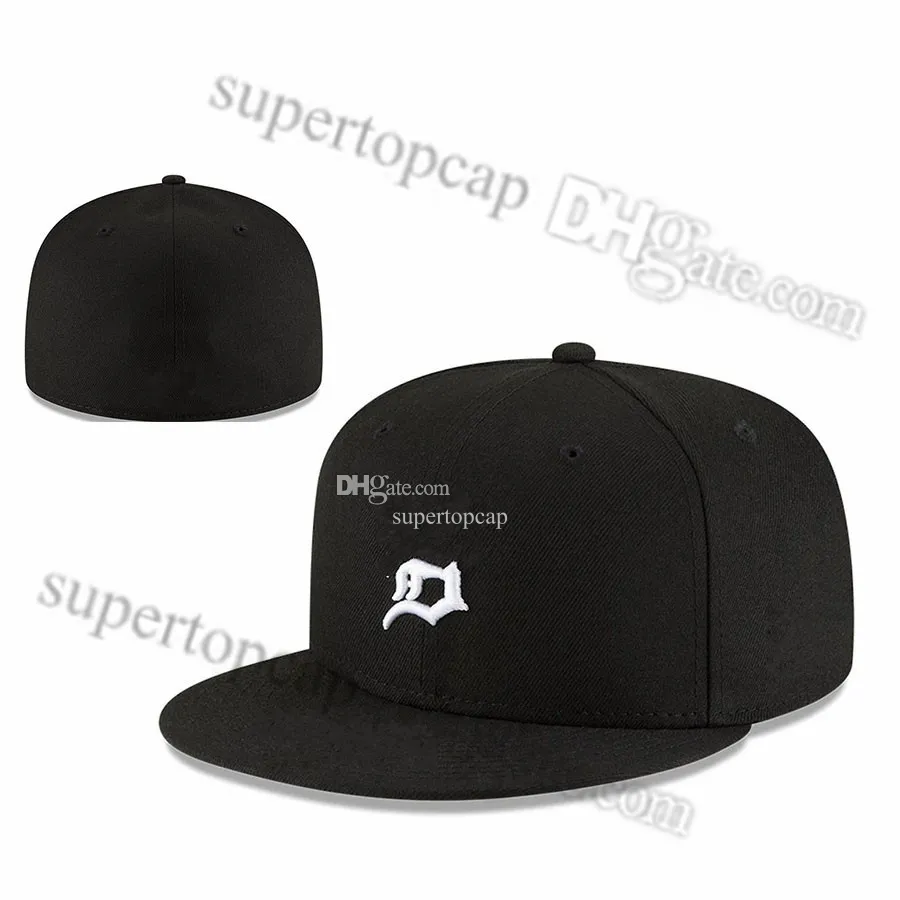 2023 Men's Baseball Full Closed Caps Summer Navy Blue Letter Bone Men Women Black Color All 32 Teams Casual Sport Flat Fitted hats " A " " Detroit Mix Colors F27-038