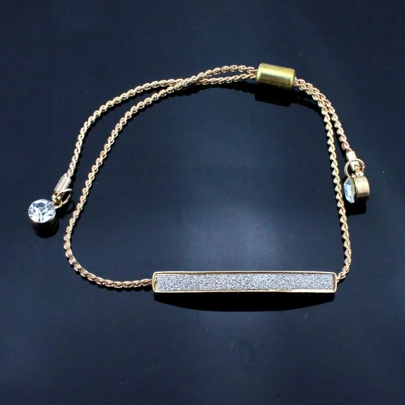 Länk armband kedja mode lady metall crystal pave skjutreglage armband guld justerbar dragskonsträngande bractlet smycken för kvinnor