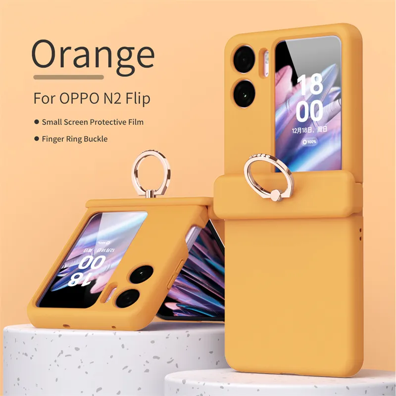 Magnetic Hinge Makaron Folding Mobile Phone Case for  Find N2 Flip Finger Ring Buckle Design Shell